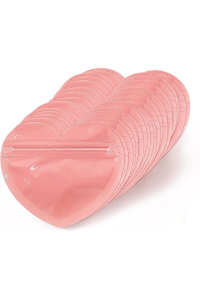 Generic 100 حقيبة صغيرة على شكل قلب، أكياس مجوهرات شفافة من الميلار قابلة لإع...