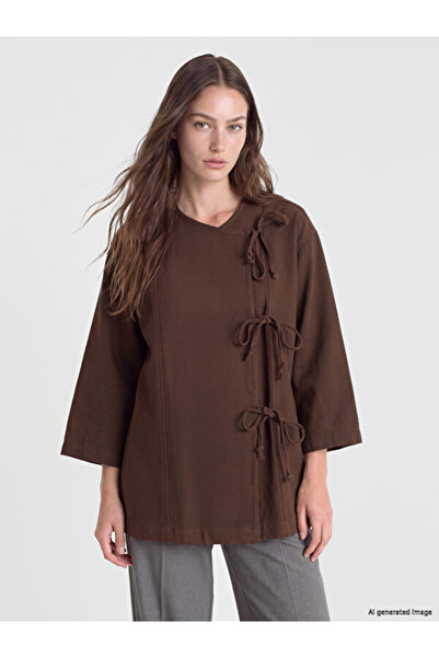LC Waikiki Rmz Gi̇yi̇m Farkiyla Double-Breasted Roba Collar Women's Kimono