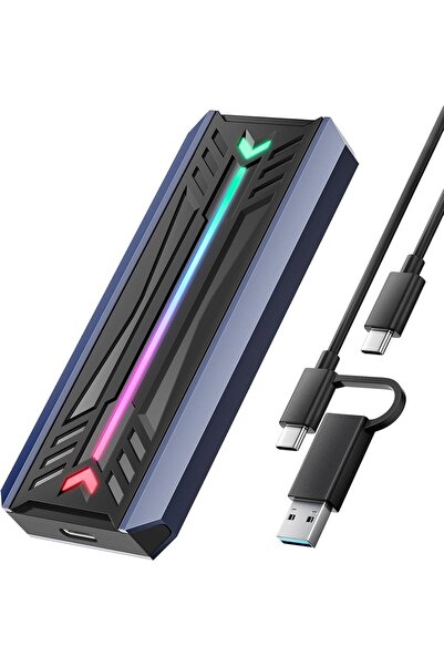 Generic M.2 NVMe SATA SSD Enclosure, USB 3.2 Gen 2 (10 Gbps), RGB, Supports U...