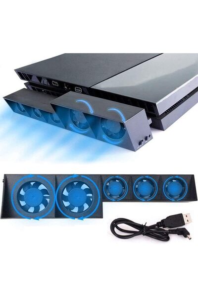 Generic Cooling Fan for PS4, USB External Cooler 5 Fan Turbo Temperature Cont...