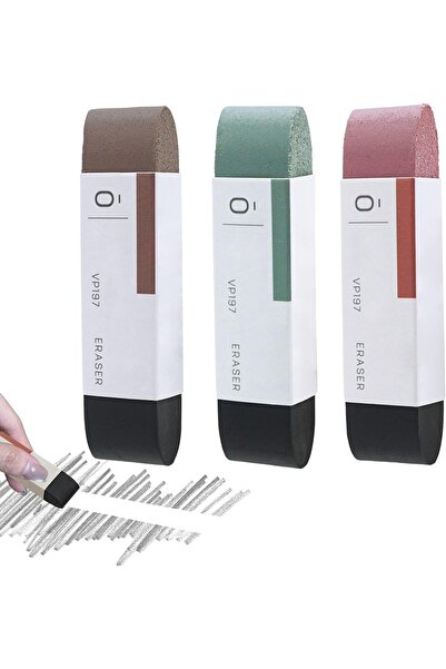 Generic 3 Pcs Natural Rubber Eraser Ink Eraser, 3-Colors Sand Rubber Eraser F...