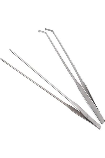 Generic ESKONI 2-Piece Aquarium Tweezers Stainless Steel Straight and Curved ...