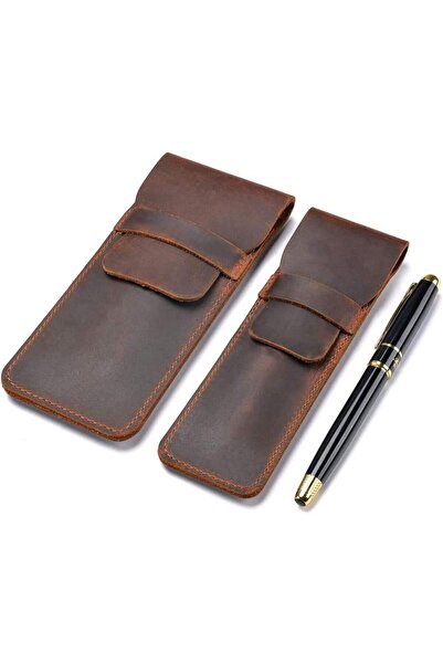 Generic Genuine Leather Pen Case Holder, Handmade Fountain Multi Pens Pouch, ...