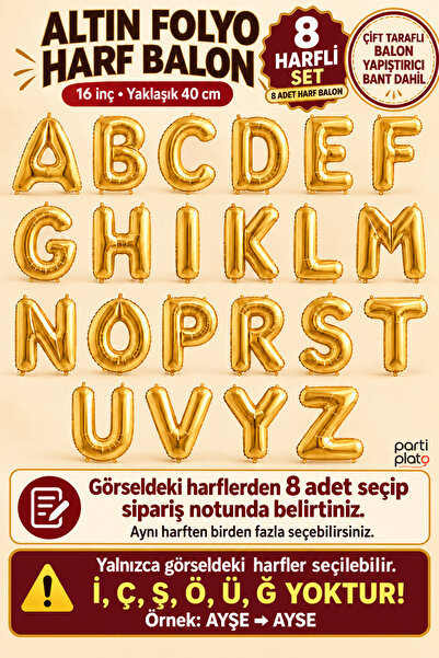 He2 Balloons Gold Foil Letter Balloon Set with 8 Letters, 16 Inch 40 cm Tape ...