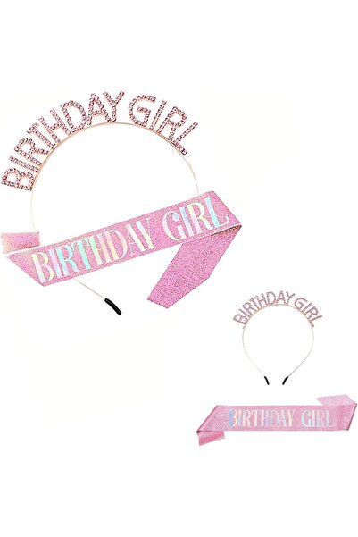 Generic Girl's Pink Birthday Headwear, Birthday Accessory Set, Adjustable Hai...