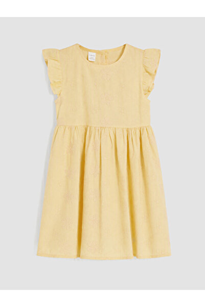 LC Waikiki Rmz Gi̇yi̇m Farkiyla Embroidered Ruffle Girls' Dress
