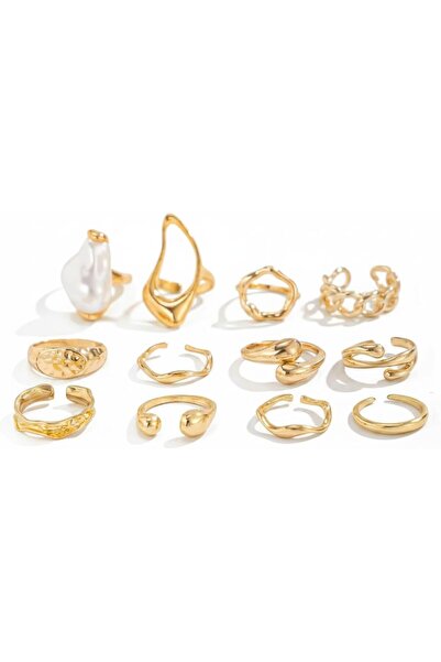 Generic 12 Piece Chunky Gold Stacking Rings Set for Women, Vintage Trendy Irr...