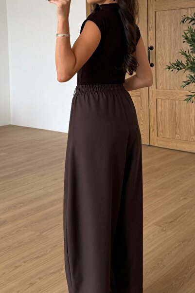 Suziş KAHVERENGİ AKSESUAR DETAYLI BELİ LASTİKLİ PANTOLON PER51489