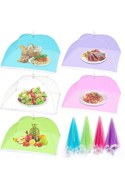 Generic 5pcs Colored Mesh Food Cover Tents, Reusable and Collapsible Large 17...