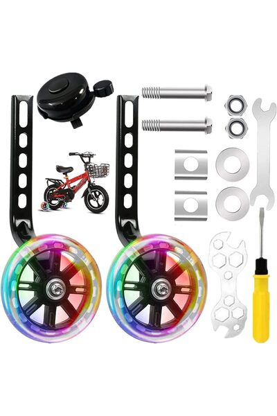 Generic Bike Training Wheels Mute Flash Wheels with Adjustable Heavy Duty Bic...