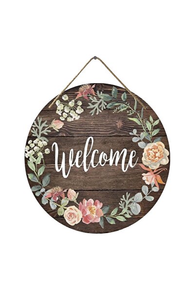 Generic Front Door Welcome Sign, KASTWAVE Rustic Round Wreath Colourful Flora...
