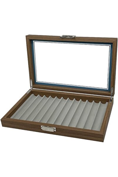 Generic 12 Slot Pen Display Box with Lid, Wood Pen Display Case, Pen Storage ...