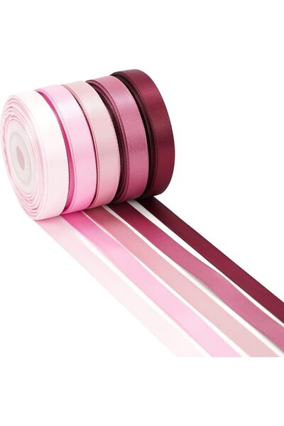 Generic Satin Ribbon, 3/8 Inch Rose Pink Double Face Ribbon for Wedding Gift ...