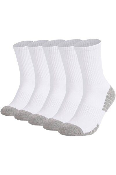 Generic 5 Pairs Cushioned Crew Cotton Socks for Men Women