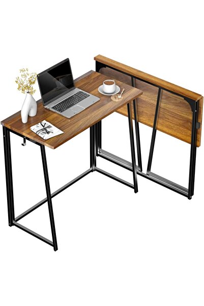 Generic Folding Computer Table, Foldable Writing Work Desk for Home Office Be...