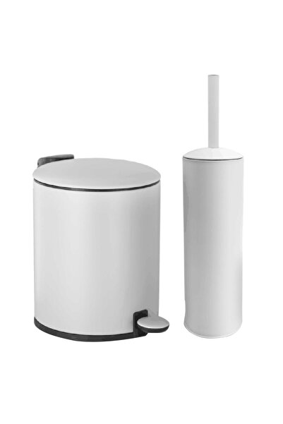 Generic Pedal Bin With Toilet Brush 5 Liter Hdb-10021W Medium White