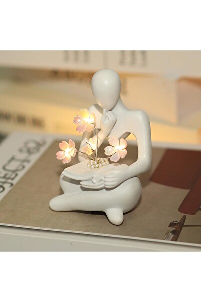 Generic Reading Sculptures Tulip Lamp, Thinker Statue Figurine Battery Powere...