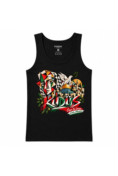 Rabona Fashion Jerusalem Faceted Face and Cityscape Graphic Tank Top