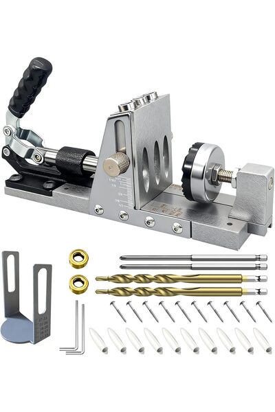 Generic 9.5mm Aluminum Pocket Hole Jig, Professional Kit for Strong Angled Jo...
