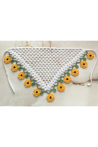 Cotton ip el örgüsü renkler beyaz yeşil sarı papatyalı saç şal bandana 1 yaştan 6,7 yaş çocuklar için