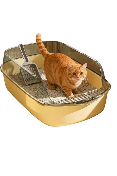 Generic Open Cat Litter Box with High Side, Anti-Splashing Cats Litter Pan, S...