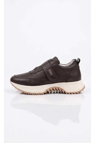 LUSİ Hakiki Deri Termo Taban 3 cm Cırtlı Kadın Sneaker Spor Ayakkabı