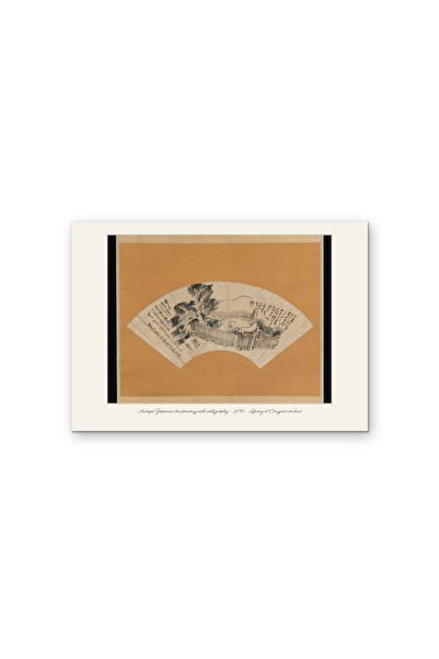 OEM Poster Carton 250g A4, Pictura Antica Japoneza cu evantai si caligrafie 1870