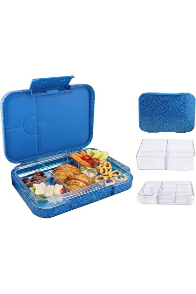 Generic 6-Compartment Glittery Blue Bento Lunch Box for Kids, BPA Free Leakpr...