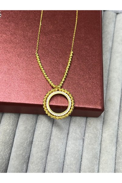 925 Ayar Gümüç Çeyrekli Çerçeve Kolye
