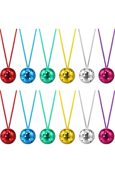 Generic Mirror Disco Ball Costume Necklaces 70s Disco Party Necklaces for Hom...