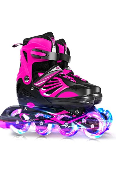 Generic Adjustable Illuminating Inline Skates with Light Up Wheels for Kids a...