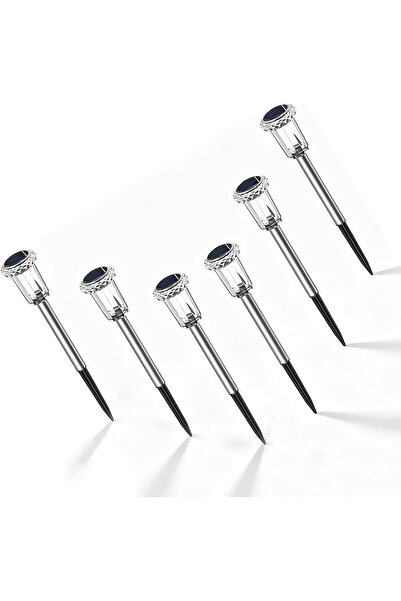 Generic 6-Pack Solar Lights Outdoor, Stainless Steel Waterproof Cool White So...
