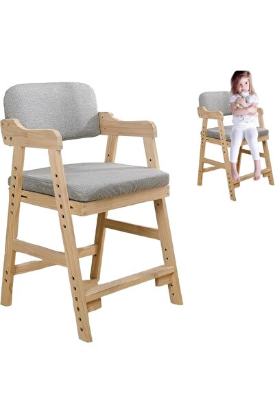 Generic Toddlers Wooden High Chair, Height Adjustable Children High Chair for...