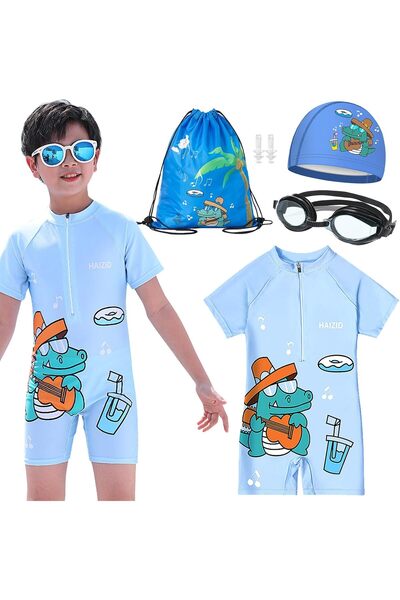 Generic 5 Pcs Boys Rash Guard Swimsuit Set,Quick-Dry Swim Suit with UPF 50+ S...