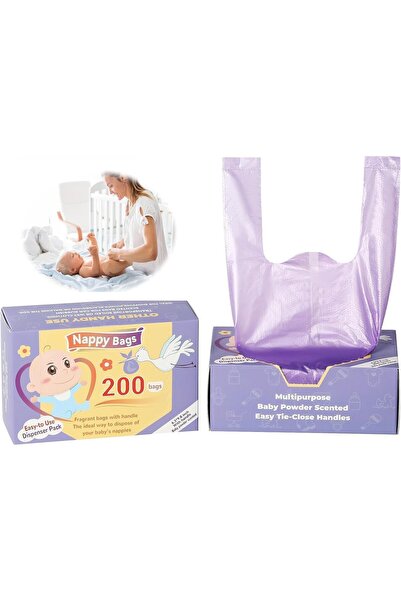 Generic 200 قطعة من أكياس التخلص من الحفاضات، أكياس حفاضات الأطفال المعطرة بت...