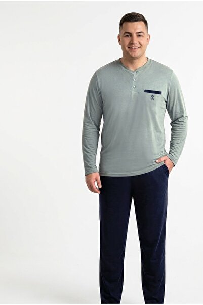 REN Men's Aqua Green Large Size Pajama Set, 100% Cotton Combed Cotton Pajama Set