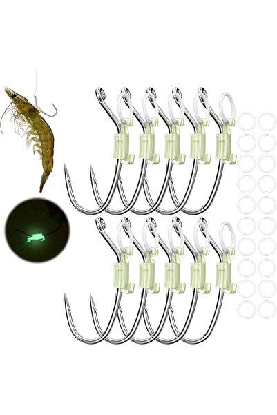 Generic 10Pcs Live Shrimp Hooks, High Carbon Steel Fishing Hooks with Barbed,...