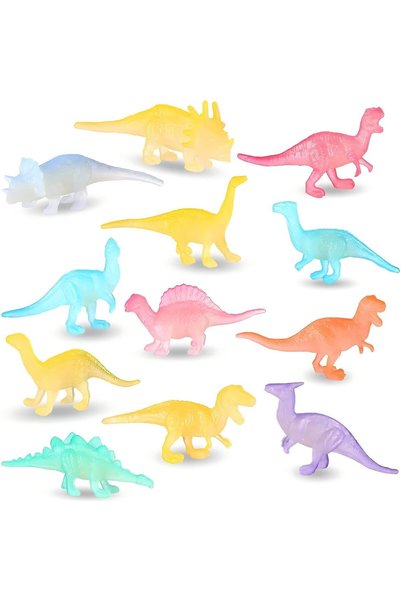 Generic 12 Pcs Mini Glow in Dark Dinosaur Toys for Kids – Colorful Realistic ...