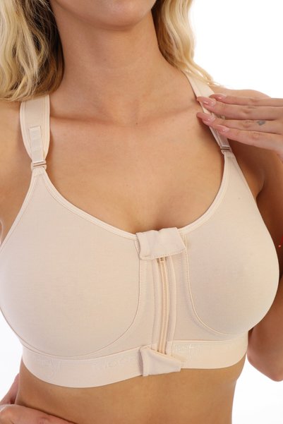 Freshness 1149 Sutien pentru femei, fără sârmă, cu fermoar frontal, potrivit pentru sportive, potrivit pentru post-operare