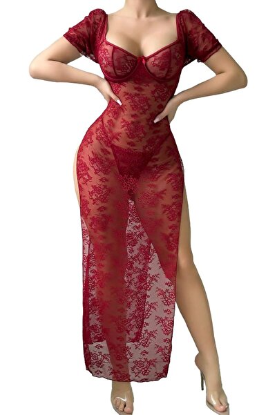 Generic Women's Sexy Nightgown Split Mesh Lace Babydoll Lingerie Dress Underw...