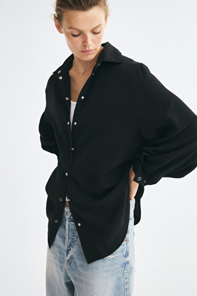 H&M Kabarık Kollu Oversize Gömlek