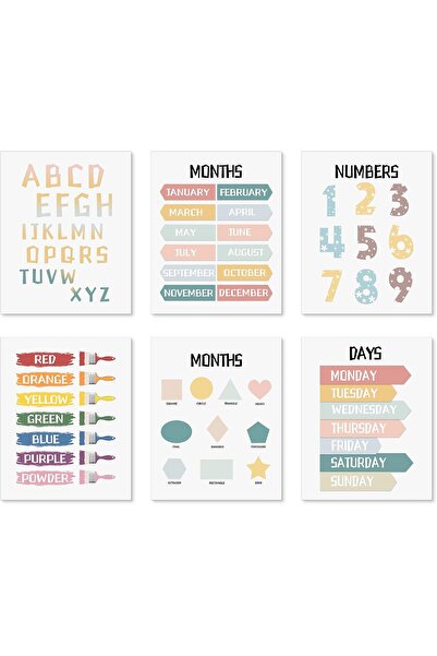 Generic Alphabet Wall Decor 8 x10 inch Unframed Set of 6 Alphabet Poster Days...