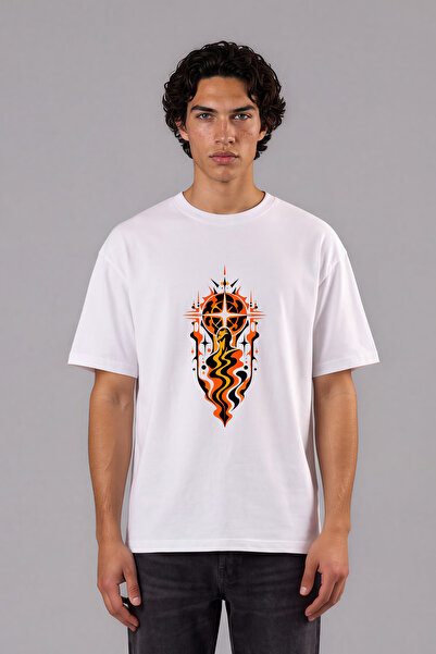 VSRN Star Melting Man Design Pre-Printed White Oversize t Shirt