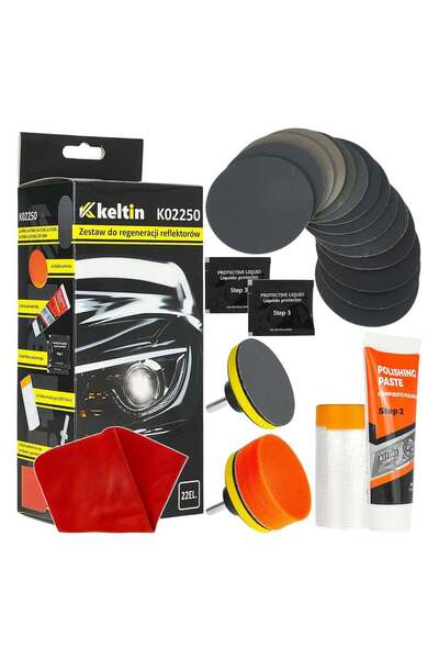 GEKO Kit restaurare faruri auto lustruire polisat 22 piese Keltin