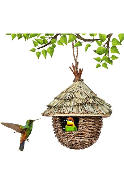 Generic Bird House,Handmade Straw Natural Bird Nest,Hand Woven Hanging Bird H...