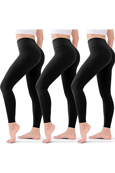 Generic مجموعة من 3 سراويل رياضية نسائية، سراويل يوجا مع خاصية التحكم في منطق...