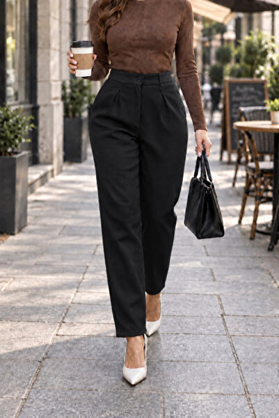 Şeker Portakalım High waist pleated leg stylish trousers