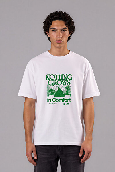 VSRN Tricou supradimensionat alb cu imprimeu frontal Nothing Gro Design