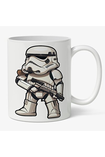 INOVATIX Cana alba personalizata,Soldat Alb Stil Star Wars,Cu Arma In Mana,Ra...