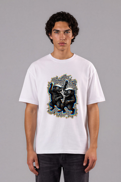 VSRN Tricou supradimensionat alb cu imprimeu frontal Hipnotic Kokarca Design